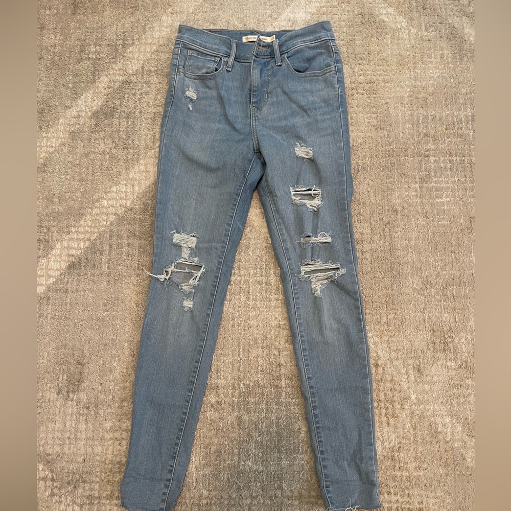 Levi's Light Blue Distressed Skinny Jeans